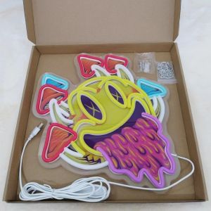 ป้ายไฟนีออนทรงเห็ดยิ้ม USB สำหรับตกแต่งห้องและปาร์ตี้