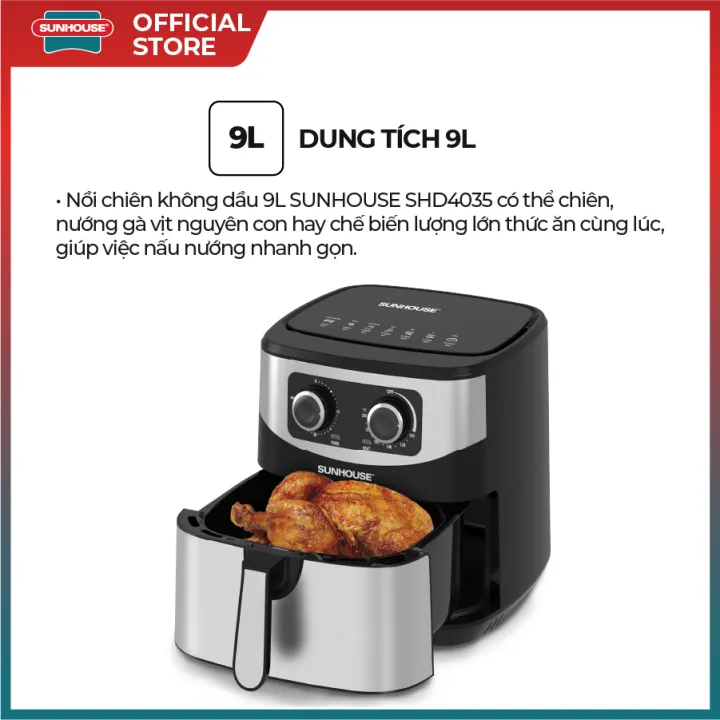 Nồi chiên không dầu 9L -Tự ngắt khi quá tải nhiệt, an toàn sử dụng - Công suất 1800W - Bảo hành 12 tháng - Hàng Chính HãngSUNHOUSE SHD4035 | BigBuy360 - bigbuy360.vn Nồi chiên không dầu 9L -Tự ngắt khi quá tải nhiệt, an toàn sử dụng - Công suất 1800W - Bảo hành 12 tháng - Hàng Chính HãngSUNHOUSE SHD4035 | BigBuy360 - bigbuy360.vn