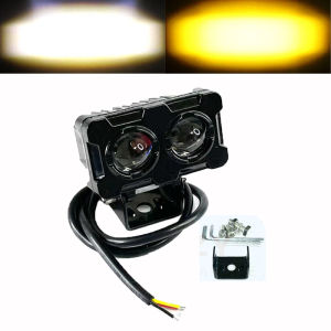40W Double LED Mini Driving Light for Motorcycle Headlight Fog Lamp Dual Color All Weather MDL