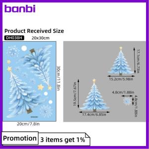 banbi แผ่นหิมะซานตาคลอสเกล็ดหิมะแบบคงที่ 1 2 3 4 4 6 9สติ๊กเกอร์ตกแต่งหน้าต่างคริสต์มาสตกแต่งบ้าน