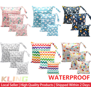 Large Size Diaper Dry Wet Bags Nappy Bag Color Printed Baby Waterproof Storage Bag Swim Bag Double Zip wet bag