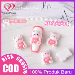5pcs Aksesoris Nail Art Beruang/ Resin beruang Putih / Aksesoris diy / aksesoris kuku motif beruang