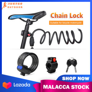 Bicycle Lock Anti-Theft 90cm With 2 Keys Bracket Basikal Kunci Anti-Theft Security Bicycle Chain Locker Motorcycle Lock