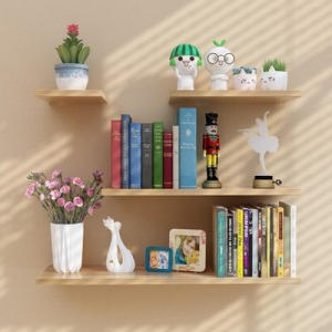 3pc Floating Shelves Wooden Wall Mounted Storage Shelf Deeper Thicker Bathroom Shelves for Living Room Bedroom Kitchen,for Storage and Display in Living Room and Bedroom