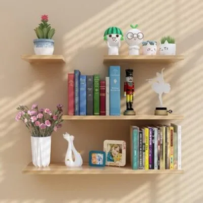3pc Floating Shelves Wooden Wall Mounted Storage Shelf Deeper Thicker Bathroom Shelves for Living Room Bedroom Kitchen ﻿