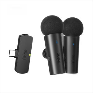 FIFINE Wireless Lavalier System with 2 Microphones for Android/TabletType-C Mini Mic for VideoInterviewVlogLive Streaming-M8