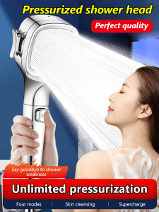 Household white onetouch water stop lotus head water heater shower head
