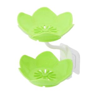 Lotus Shape Soap Box Plastics Flower Shape Double Layer Soap Holder Double Soap Box Punch Free Wall Mounted Anti-slip Water Draining Soap Dish Bathroom