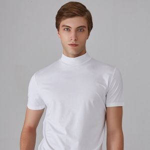 Solid Color Mock Turtleneck Daily T-Shirt