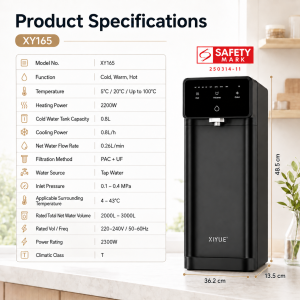 XIYUE Hot Cold Water Purifier Dispenser Instant Tankless | 5 Temperature 3 Volume AI Smart Heater Child Lock | 5-in-1 Filtration Countertop Water Filter Singapore