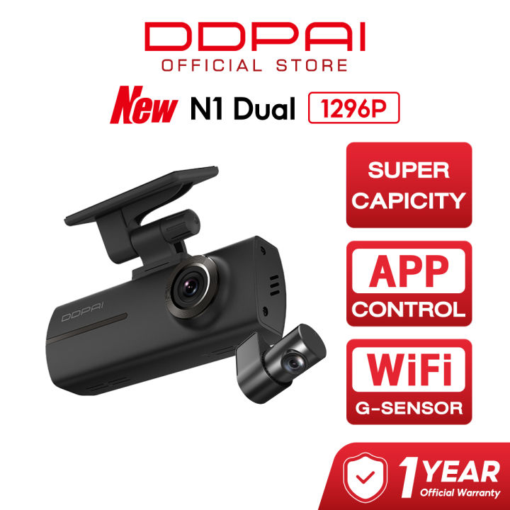 DDPAI N1 Dual Dash Cam 1296P Full View HD 135° Night Vision 24 Hours ...