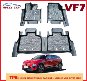 VF7: Thảm lót sàn MAXXCAR cho xe VINFAST VF7 nhựa TPE đúc nguyên khối 5D tràn viền + Rối xám logo