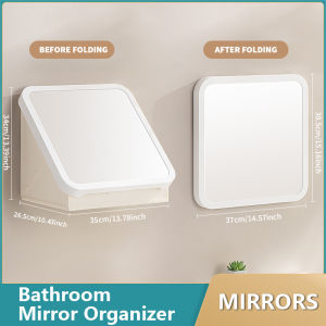【FOJO】Space-Saving Foldable Wall-Mounted Storage Organizer No Drill Organizer with Mirror