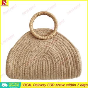 【Big Sale】Handwoven Clutch Purse Retro Cotton Rope Top Handle Bag Holiday Travel Handbag Vacation Bag for Women and Girls【SuperLegend】