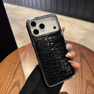 Plating Colorful Crocodile Leather Texture Phone Case For iPhone 17 Air 16 15 14 13 12 11 Pro Max Plus Luxury Shockproof Cover