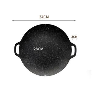 17 MILE Barbecue Pan Korean BBQ At Home Eat Broadcast Same Barbecue Pan Cassette Grill Stone Round Flat Baking Teppanyaki Wholesale Outdoor BBQ Cookware Plate Maifan Stone Cookware Cooking Frying Fry Dishes Set