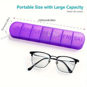 1pc Portable Pill Box 7 Day Week Medication Pills Medication Dispenser Vitamin Box Large Capacity 7 Day A Week Individually Dispensed Sealed Long Pill Boxes