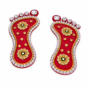 Acrylic Lakshmi Charan Paduka Set | Auspicious Goddess Feet Stickers for Pooja Entrance Diwali & Festive Home Décor (Set of 2 | Size - 4 Inches)