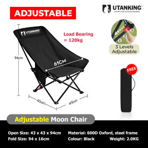 UtanKing™ Foldable Moon Chair Kerusi Lipat Outdoor Camping Stool Fishing Picnic Hiking Chairs Beach