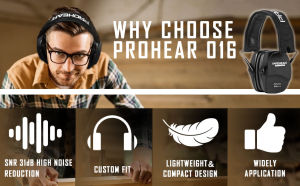 เครื่องป้องกันหูยิง ZOHAN ที่ครอบหูนิรภัยลดเสียงรบกวนอุปกรณ์ป้องกันการได้ยินแบบพาสซีฟแบบบางสำหรับล่า NRR26dB