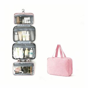 HPVDBP Wet Dry Separation Travel Hanging Wash Bag Large Capacity Waterproof Cosmetic Organizer Essential Multi Compartments 4 Fold Toiletry Bag Business Trip