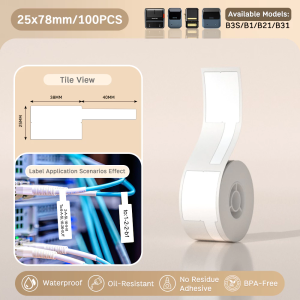 NIIMBOT Cable Labels for B21/B1/B3S | P-Type Self-Adhesive Stickers for Network Cables Optical Fiber Pigtail Wire Tags