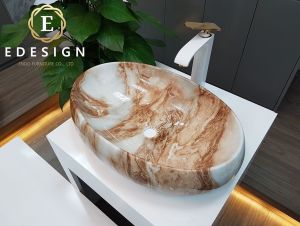 Chậu rửa măt dương bàn Lavabo Elip vân mây GROVES GRVL065 EM
