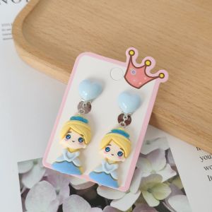 Khuyên tai cho bé gái bông tai nhựa trẻ em không cần bấm lỗ  hoa tai dáng dài dạng kẹp hoạ tiết công chúa độc lạ