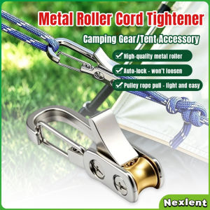 Nexlent Metal Roller Cord Tightener Cam Buckle Rope Lock Tension Tool for Camping Tent Tarp Tie‑Down 1Pc