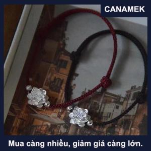 【CANAMEK】 Trung Quốc Phong Cách Tay Bện Hoa Sen May Mắn Bangles Cho Phụ Nữ Người Đàn Ông Đơn Giản Tinh Tế Có Thể Điều Chỉnh Vòng Đeo Tay Trang Sức Phụ Kiện Quà Tặng