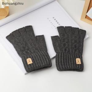 Bohuangzhiu Knitted Thick Thermal Half Finger Gloves Women Men Winter Outdoor Driving Fingerless Glove Touchscreen Mittens