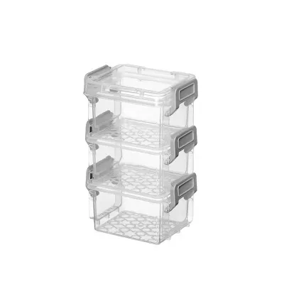 3-in-1 Cute Mini Stackable Storage Box Transparent Plastic Coveient To Take