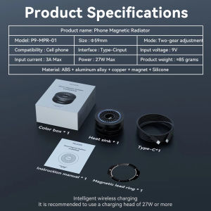 TELESIN Magnetic Phone Cooling Fan Radiator with Wireless Charge for IPhone 16 15 14 13 12 Samsung Xiaomi For Gaming Live Streaming Smartphone Cool Heat Sink Mobile Accessories