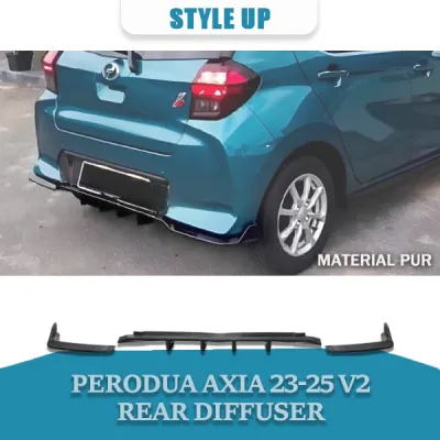 PERODUA AXIA 2023-2025 V2 REAR DIFFUSER NEW AXIA BODYKIT REAR SKIRT SKIRTING 2023 2024 2025 MATERIAL PUR WITHOUT PAINT