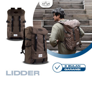 Tas Ransel Atva Bags Lidder Series Brown Backpack Pria Casual Daily Ransel Semi Carrier Outdoor Sekolah Kerja Anti Panas Tas Gendong Waterproff Muat Laptop 14 Inch Multifungsi