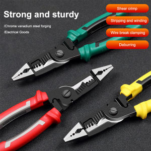 OUDISI Multi 9in1 Wire Stripper Electric Wire Cable Cutting Scissor 8inch Stripping Pliers Total Cutting Pliers Stripping Crimping