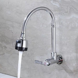 Kran Air Angsa Fleksibel Wastafel Tembok Sink Stainless Kuningan Cuci Piring Minimalis Premium Keran