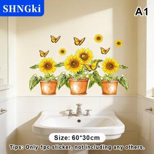 SHNGki Tự dính có thể tháo rời hoa tường Sticker không thấm nước hoa phòng tắm gạch Bồn Rửa Nhà Bếp trang trí nghệ thuật
