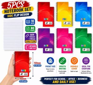 SUNLIGHT HOTS Notebook Bundle 10PCS Mix Color Pocket Notebook Memo Notebook Spiral Notebook Mini Notebook School Supplies Office Supplies 80 Leaves
