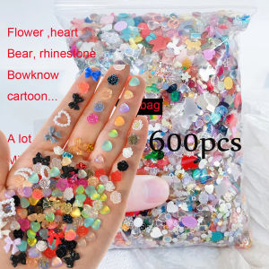 50G Bulk Nail Charms Kawaii Multi-Shapes Mixed Resin Nail Charms 3D Acrylic Flower Bow Heart Accessories Nail Decoration Parts # h260819