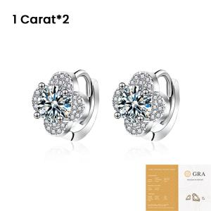 [Lockend] Bông tai Tứ Diệp Thảo bạc 925 đính đá Moissanite 05 carat*2 màu D có chứng chỉ GRA sang trọng lấp lánh