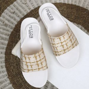 Sandal Wanita kokop Tali Belakang Bahan Kain Motif Rajut - DN 08