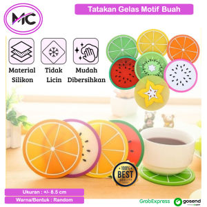 Alas Gelas Karet Silikon Food Grade Bulat Karakter Tatakan Piring Cangkir Mug Kopi Anti Slip Tahan Panas Motif Buah Buahan Harga Murah Bahan Silicone