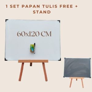 Paket Whiteboard Standing 90 cm - Stand / Penyangga Papan Tulis 60x100 Free Spidol Penghapus