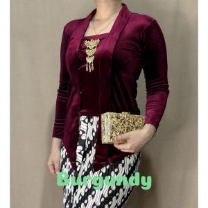 Kebaya Kutubaru Bludru Dewasa Remaja Polos Baju Adat Wanita Jawa Beludru Lengan Panjang Pakaian Tradisional Khas Daerah Jawa Barat Tengah Timur Solo Jogja Bali Acara Akad Nikah Pesta Nikahan Kondangan Foto Prewed Seragam Baju Kartini Anak SMP SMA Guru