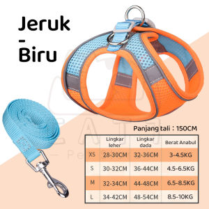 Rompi Kucing Tali Tuntun Hewan Reflektif Dengan Tali Harness Kucing Aksesori Hewan Peliharaan