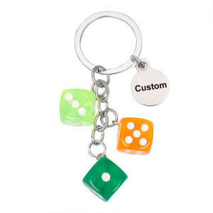 Personalized Dice Keychain Colorful Resin Dice Cube Key Chain for Women Bag Purse Wallet Car Keyring Jewelry