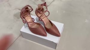 【Free Shipping】2025 New Cross-Strap Roman Sandals Suede High-Heeled Womens Shoes with One-Strap Buckle and Pointed Toe
