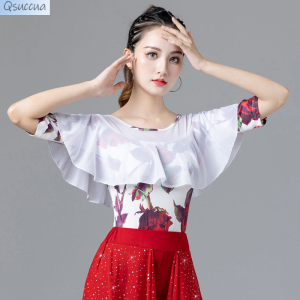 New Modern National Standard Dance Waltz Long Sleeve Square Dance Dress Latin Dance Top Training Dress Dance Dress Female