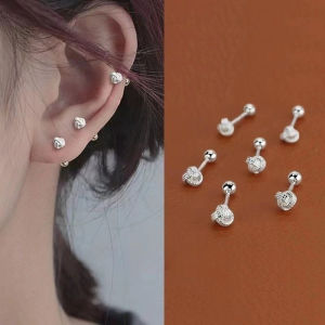 S925 Silver Anti-allergy Bone Earrings for Women Nails Screw Buckle Earrings Ear Piercing Ear Studs Ruyi Knot Design Sense Earrings